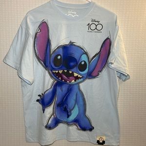 NWOT Disney Lilo & Stitch 100th Years Of Wonder T Shirt Light Blue Women